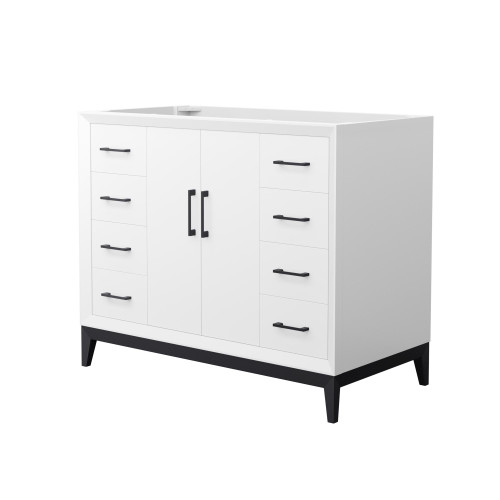 Wyndham Amici 42 Inch Single Bathroom Vanity in White, No Countertop, No Sink, Matte Black Trim - WCH818142SWBCXSXXMXX