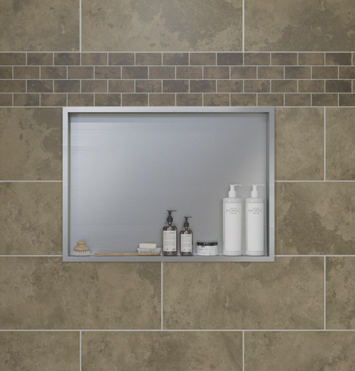 Craft + Main 30 3/4″W x 3 3/4″D x 21 3/4″H Shower Niche, Brushed Stainless - N3122-SS