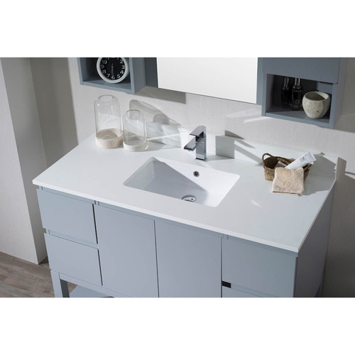 Blossom 48.5" White Quartz Countertop with Ceramic Undermount Sink - CT5000 4822S 02 C