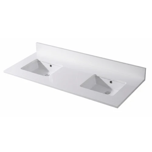 Blossom 72.5" White Quartz Countertop with Ceramic Double Sink - CT5000 7222 02