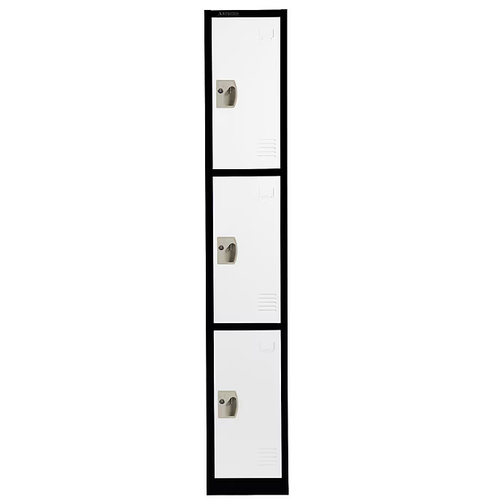Alpine ADI629-203-B-W Large 3 Door Locker  Black Body With White Doors