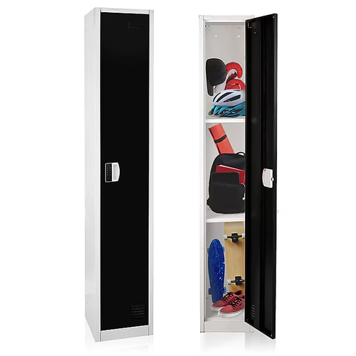 Alpine ADI629-201-BLK-DL 72" H x 12" W Single Tier Steel Storage Locker with Digital Lock, Black