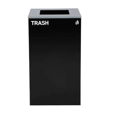 Alpine Square Recycling Bin  29 Gallons - Black Can, Square Opening Lid, for Trash - ALP4450-KIT-BLK-S-TR