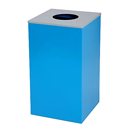 Alpine ALP4450-KIT-BLU-C Square Recycling Bin  29 Gallons - Blue Can, Circle Opening Lid