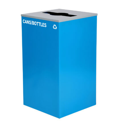 Alpine ALP4450-KIT-BLU-M-CB Square Recycling Bin  29 Gallons - Blue Can, Mixed Opening Lid, for Cans/Bottles