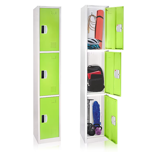 Alpine ADI629-203-GRN-DL 72" H x 12" W Triple Tier Steel Storage Locker with Digital Lock, Green