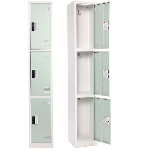 Alpine ADI629-203-MGRN-DL 72" H x 12" W Triple Tier Steel Storage Locker with Digital Lock, Misty Green