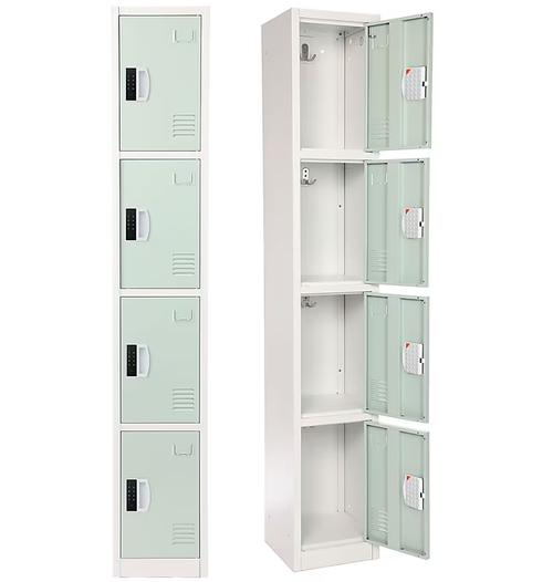 Alpine ADI629-204-MGRN-DL 72" H x 12" W 4-Tier Steel Storage Locker with Digital Lock, Misty Green