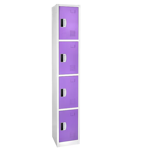 Alpine ADI629-204-PUR-DL 72" H x 12" W 4-Tier Steel Storage Locker with Digital Lock, Purple