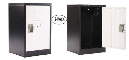 Alpine ADI629-02-B-W-PKG-2 24'' Locker for Kids  Black Body With White Doors 2-Pack