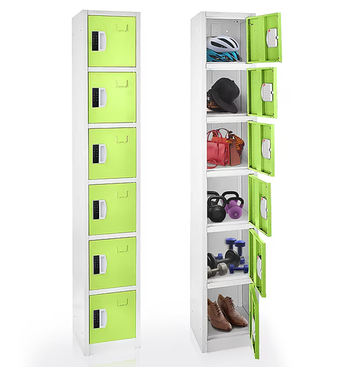 Alpine ADI629-206-GRN-DL 72" H x 12" W 6-Tier Steel Storage Locker with Digital Lock, Green