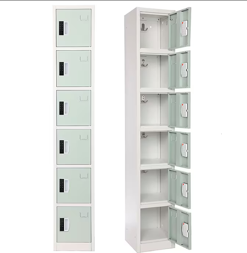 Alpine ADI629-206-MGRN-DL 72" H x 12" W 6-Tier Steel Storage Locker with Digital Lock, Misty Green