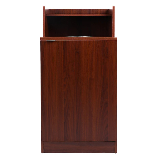 Alpine ALP476-DH-MA Mahogany Waste Receptacle Enclosure with Drop Hole and Tray Shelf