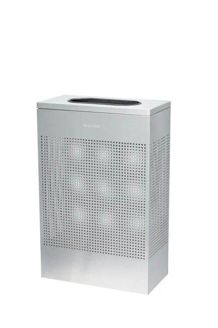 Alpine ALP438-13-SS 13 Gallon Stainless Steel Square Perforated Decorative Waste Receptacle