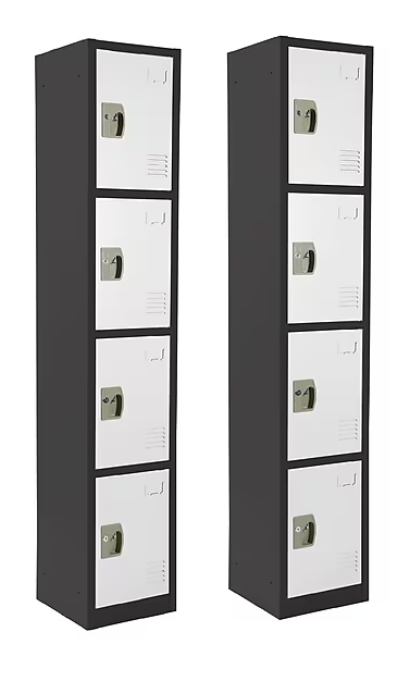 Alpine ADI629-204-B-W-PKG-2 Large 4 Door Locker  Black Body With White Doors 2-Pack