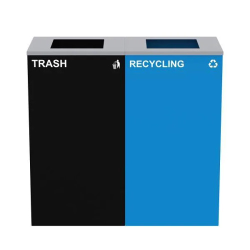 Alpine ALP4450-BLK-KIT1 58-Gallon 2-Stream Black Steel-Blue Recycling Bin Station