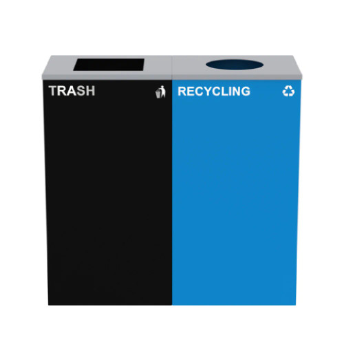 Alpine ALP4450-BLK-KIT5 58-Gallon 2-Stream Black Steel-Blue Recycling Bin Station