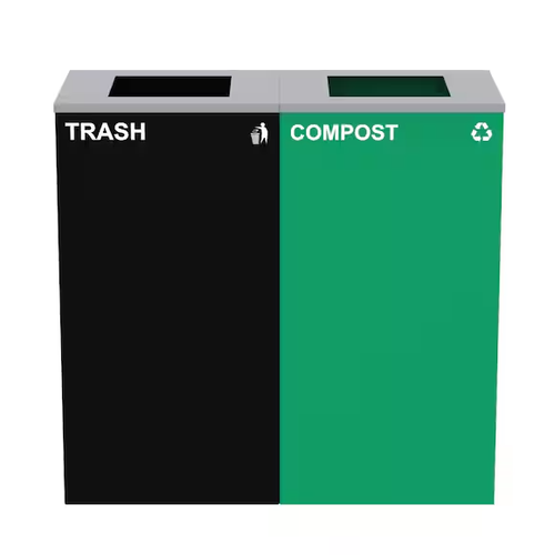 Alpine ALP4450-BLK-KIT9 58-Gallon 2-Stream Black Steel-Green Compost Bin Station