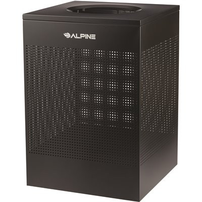 Alpine ALP438-40-BLK 40 Gallon Black Perforated Metal Square Decorative Waste Receptacle