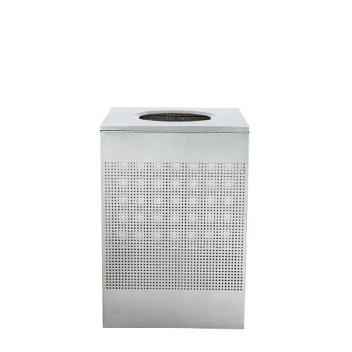 Alpine ALP438-40-SS 40 Gallon Stainless Steel Square Perforated Decorative Waste Receptacle