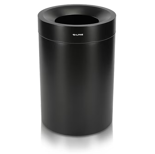 Alpine ALP475-50L 50 Gallon Stainless Steel Trash Can with Liner in Matte Black