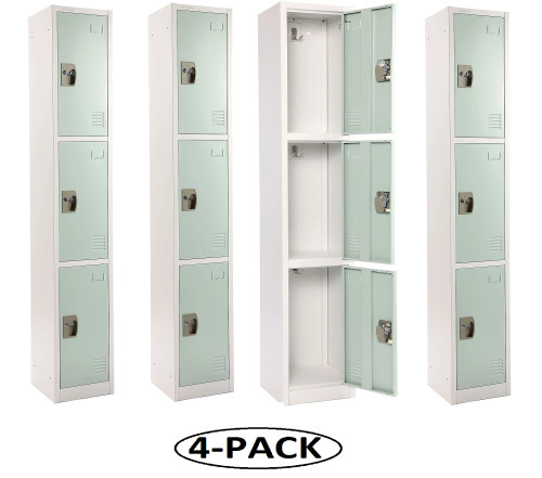 Alpine Large 3 Door Locker  Misty Green 4-Pack - ADI629-203-MGRN-PKG-4