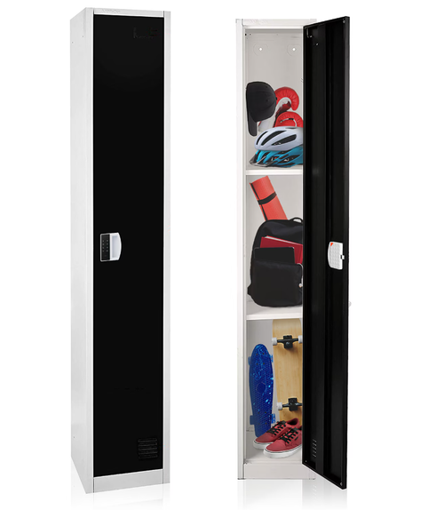 Alpine ADI629-201-BLK-DL-4PK 72" H x 12" W Single Tier Steel Storage Locker with Digital Lock, Black, Pack of 4