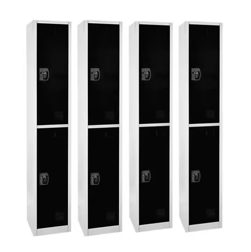 Alpine ADI629-202-BLK-DL-4PK 72" H x 12" W 2-Tier Steel Storage Locker with Digital Lock, Black, Pack of 4