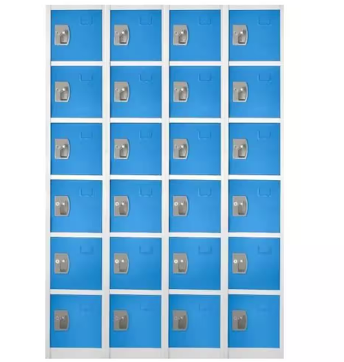 Alpine ADI629-206-BLU-DL-4PK 72" H x 12" W 6-Tier Steel Storage Locker with Digital Lock, Blue, Pack of 4