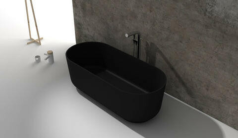 Cheviot Verona Solid Surface Bathtub, Matte Black - 4123-KK