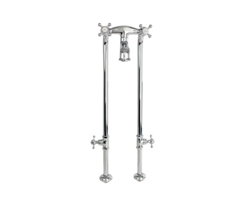 Cheviot Free Standing Tub Filler W/ Stop Valves, Cross Handles, Brushed Nickel - 5136/3970-BN