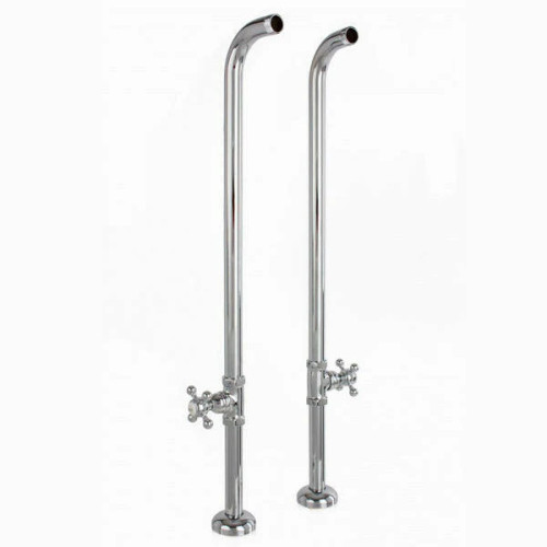 Cheviot Extra Long Free Standing Water Supply Lines W/Stop Valves, Polished Nickel, Pair - 3970XL-PN