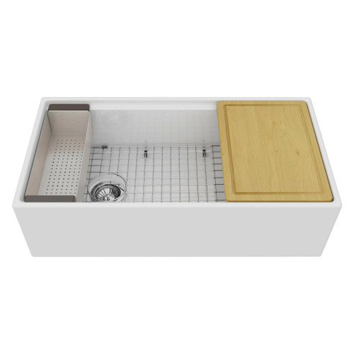 Cheviot Ducasse Fireclay Kitchen Workstation, 36"x 19", Gloss White - 1904-WH