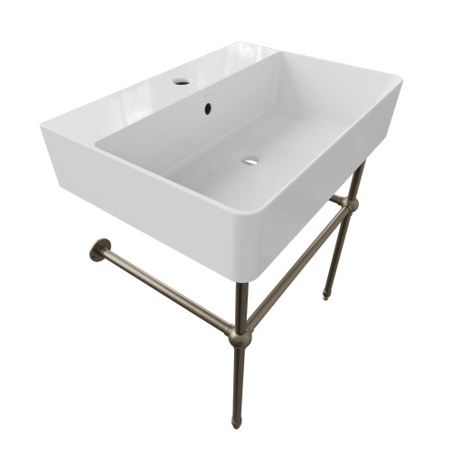 Cheviot Nuo 2 Console Sink, 19 5/8" x 17 3/8", White, Single Hole Drilling, Brushed Nickel Legs - 1295-WH-1/575-BN