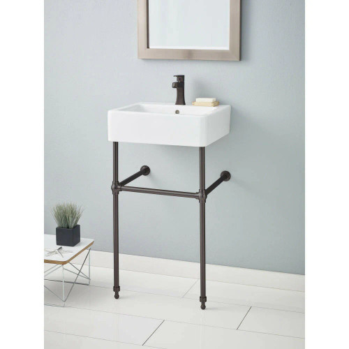 Cheviot Nuovella Console Sink, 19.75", White, Single Hole Drilling, Antique Bronze Legs - 1230/19-WH-1/575-AB
