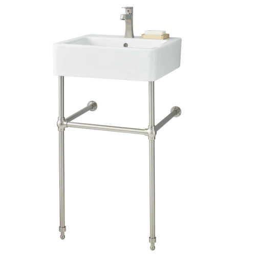 Cheviot Nuovella Console Sink, 19.75", White, Single Hole Drilling, Brushed Nickel Legs - 1230/19-WH-1/575-BN