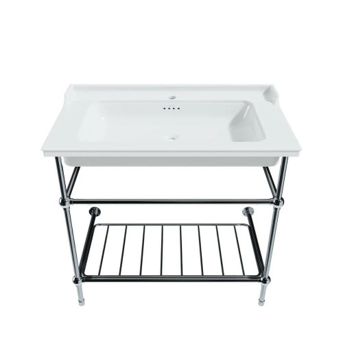 Cheviot Valarte Console Sink, 39 1/8" x 20 7/8", White, 8" Drilling, Chrome Legs - 353-WH-8-CH