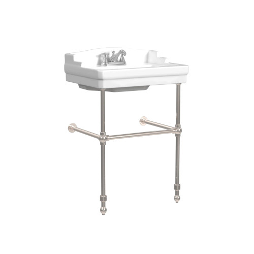 Cheviot Essex Console Sink 24" X 18", White, 4" Drilling, Polished Nickel Legs - 553-WH-4/575-PN