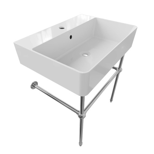 Cheviot Nuo 2 Vessel Sink, 23 3/8" x 17 3/8", White, Single Hole Drilling, **For Wall Mounting** - 1296-WH-1