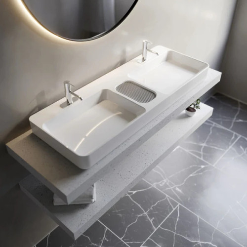 Cheviot Infinity Double Vessel Sink 43 1/4" x 18 7/8", White, 8" Drilling - 1311-WH-8