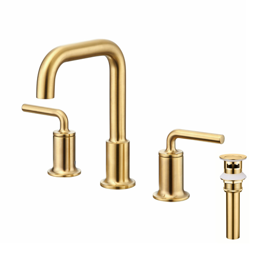 Oakland Wide Spread Bathroom Sink Faucet with Pop Up Drain, Satin Gold - KSB8236SG