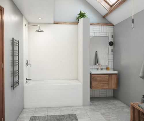 Swanstone 34 x 42 x 72 Modern Subway Tile Glue up Bathtub and Shower Wall Kit in Tahiti White - MSMK723442.011 Swanstone 34 x 42 x 72 Modern Subway Tile Glue up Bathtub and Shower Wall Kit in Tahiti White - MSMK723442.011