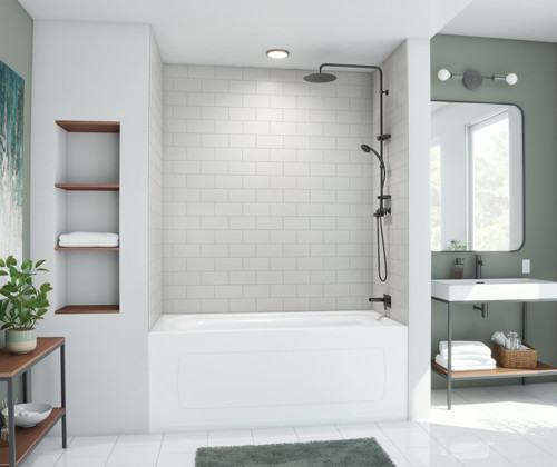 Swanstone 34" x 50" x 72 Metro Subway Tile Glue up Bathtub and Shower Wall Kit in Birch - MTMK723450.226