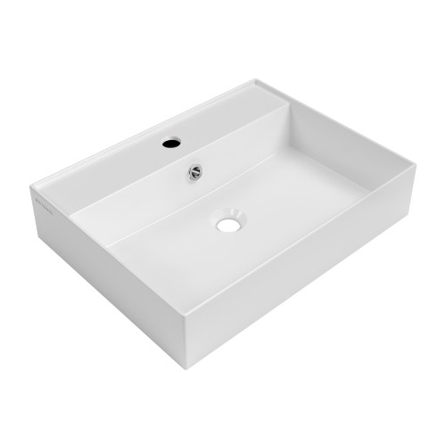 Whitehaus 24" Rectangular Wall Mount Basin with Single Faucet Drilling and Overflow - White