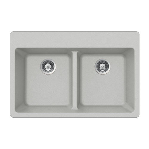 HamatUSA SiOStone 33" Topmount 50/50 Double Bowl Kitchen Sink, Thunder - SIO-3322DT-TH