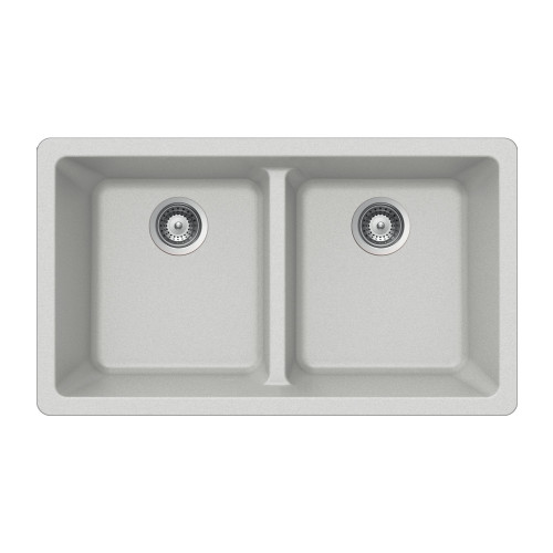 HamatUSA SiOStone 33" Granite Undermount 50/50 Double Bowl Kitchen Sink, Thunder - SIO-3319DU-TH