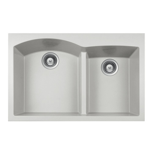 HamatUSA SIO-3322DATR-TH SiOStone 33" Topmount Double Bowl Granite Kitchen Sink, Thunder - SIO-3322DATR-TH