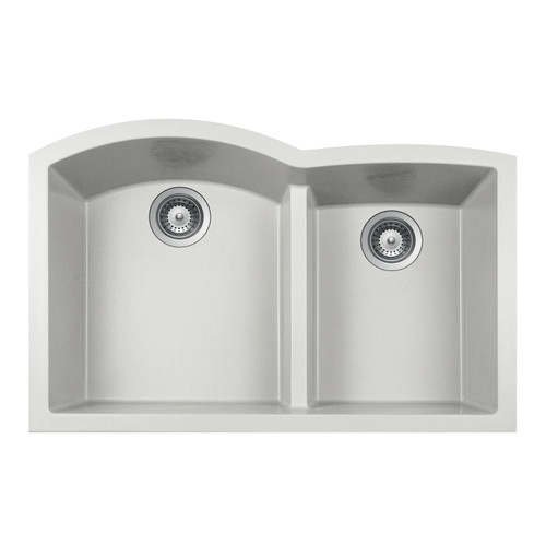 HamatUSA SiOStone 33" Undermount Double Bowl Granite Kitchen Sink, Thunder - SIO-3321DAUR-TH