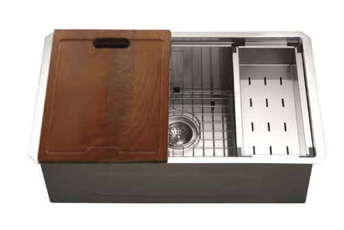 HamatUSA Rendezvous 30" Single Level Undermount 16GA Stainless Steel Single Bowl Sink with Sliding Platform - REN-16-3000