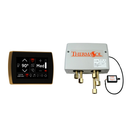 Thermasol Digital Shower Package - SignaTouch Control (Wall Mount) + Digital Shower Valve, Antique Brass - DSP-SIGF-AB